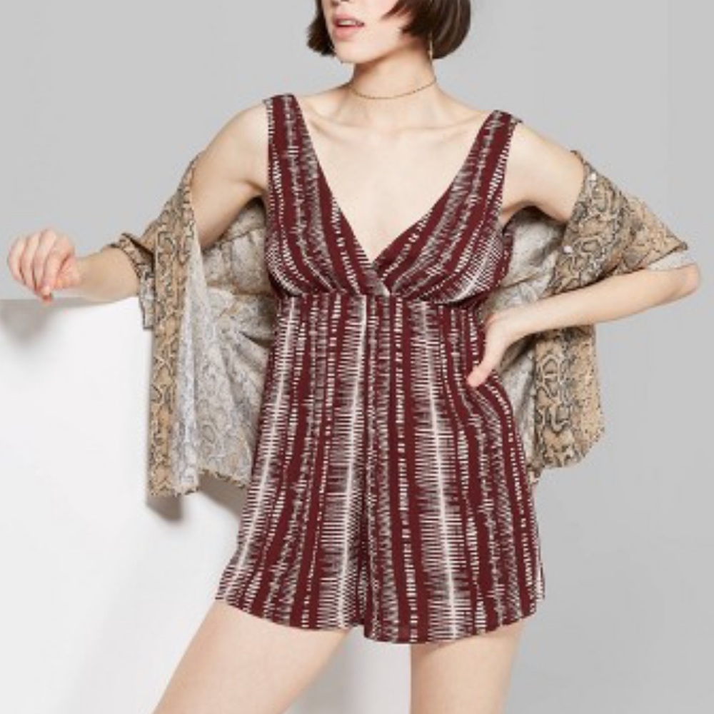 Wild Fable | Burgundy & Cream Romper